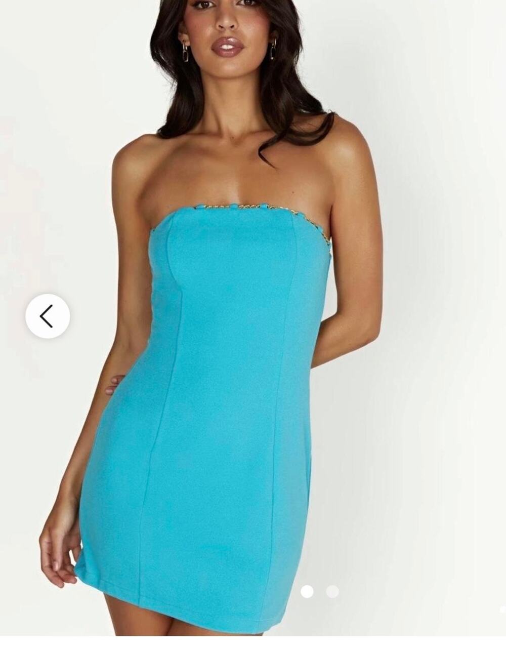 Meshki Noelle Chain Mini Dress - Aquamarine. Size XS.